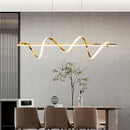 Axyaa Gold Wave LED Pendant Lights: Modern Luxury Chandelier for Dining Kitchen Bar