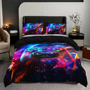 Axyaa Black & Red Checkered Bedding Set for All Seasons: 1 Duvet Cover + 2 Pillow Covers
