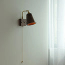 Axyaa Loft Wood LED Wall Light Fixture Vintage Walnut Bedside Lamp
