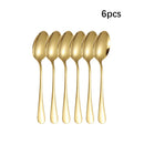 Axyaa Golden Stainless Steel Tableware Set - Knife Fork Spoon Steak cutlery