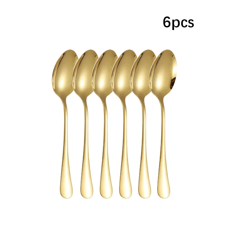 Axyaa Golden Stainless Steel Tableware Set - Knife Fork Spoon Steak cutlery