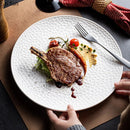 Axyaa Matte Ceramic Steak Pasta Dessert Salad Plate Hammer Pattern Shallow Restaurant Tableware