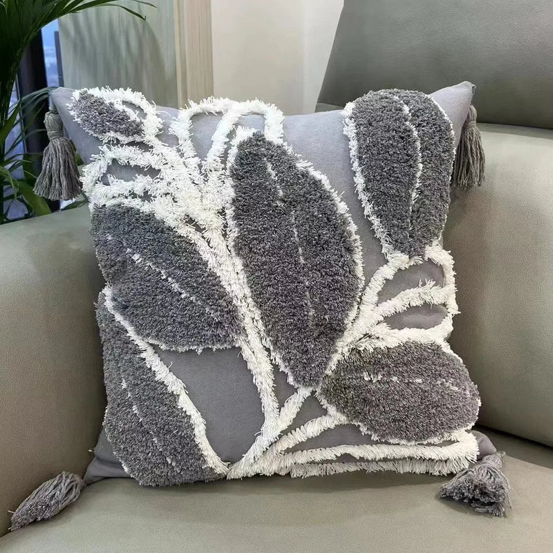 Axyaa Tufted Cushion Cover With Tassel - Mori Style Home Decor Pillowcase