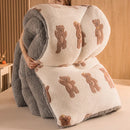 Axyaa Plush Cartoon Bear Blanket: Soft Warm Queen Comforter, Fluffy Fleece Winter Bedding