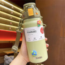 Axyaa 21oz Stainless Steel Water Bottle with Straw and Strap