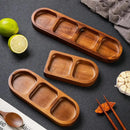 Axyaa Wooden Divided Serving Tray | Multi Compartment Sauce Dishes Elegant Wood Plates