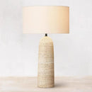 Axyaa Travertine Table Lamp with Fabric Lampshade & LED Bulb