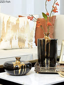 Axyaa Black Gold Ceramic Vase Modern Floral Decor Crafts Glaze Porcelain Flowers Pot