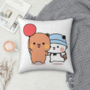 Axyaa Bear and Panda Bubu Dudu Balloon Pillowcase Polyester Creative Zip Home Cushion Cover