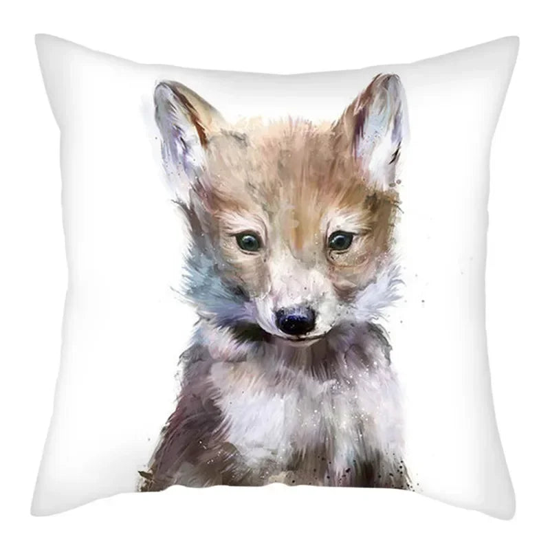 Wild Wolf Print Pillow Cases by Axyaa: Animal Cushion Cover for Home Sofa Decor