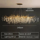 Axyaa Crystal Branch Chandelier: Elegant French Art Room Decor & Luxury Pendant Lamp