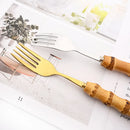 Axyaa 20-Piece Bamboo Handle Stainless Steel Cutlery Set