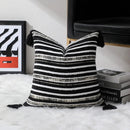 Axyaa Chenille Fringe Stripe Jacquard Pillowcase 50X50 Geometric Cushion Cover