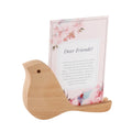Axyaa Black Walnut Wooden Desk Calendar Holder Base, Solid Wood Bird Ornament, Creative Note Folder