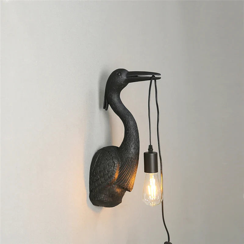 Axyaa Nordic Crane Resin Wall Lamps for Bedroom Living Room Decor