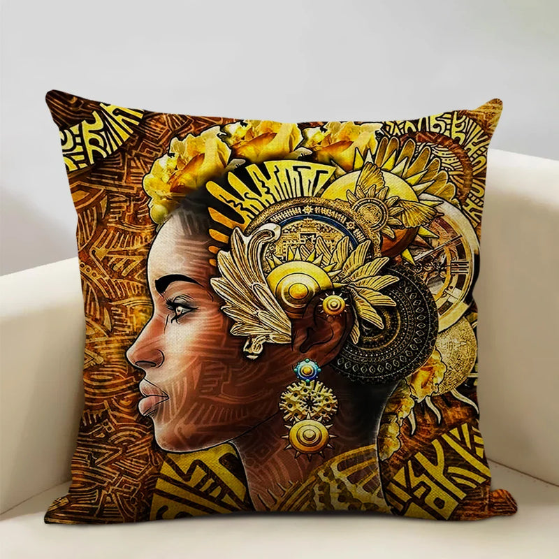 Axyaa African Woman Ethnic Cushion Cover 45x45cm