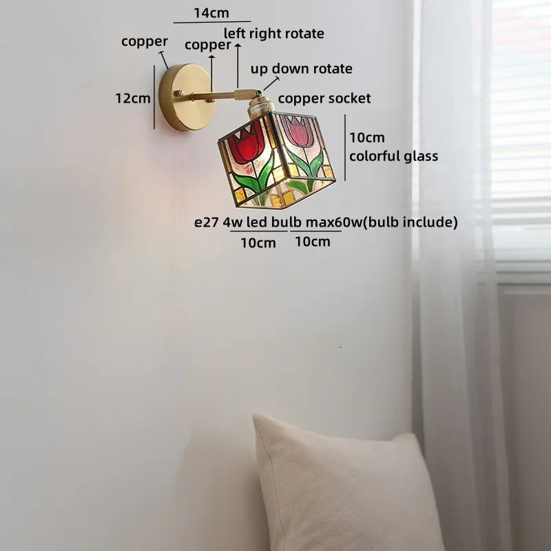 Axyaa Clear Glass Copper Arm LED Wall Sconce Wandlamp