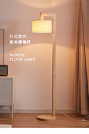 Axyaa Minimalist Solid Wood Floor Lamp LED E27 Nordic Retro Standing Lighting