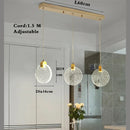 Axyaa Gold Finish Crystal Pendant Light: Modern LED Chandelier for Kitchen Dining Room