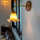 Axyaa White Glass LED Wall Sconce - French Vintage Copper Design