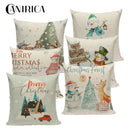 Axyaa Christmas Decor Pillow Covers 18x18 Linen for Sofa Living Room Home Decor