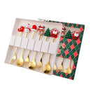 Axyaa Cartoon Santa Stainless Steel Spoon and Fork Set