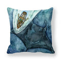 Axyaa Ocean Blue Whale Throw Pillow Cover, 45x45CM, Sea Fish Decor Pillows