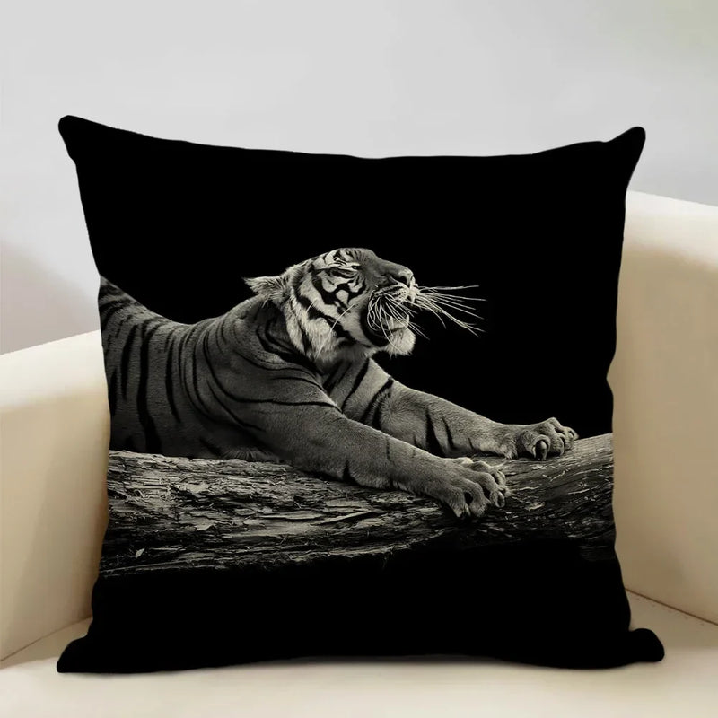 Axyaa Animal Pattern Cushion Cover Trio: Lion, Tiger, Bear Home Sofa Decor Kids Gift