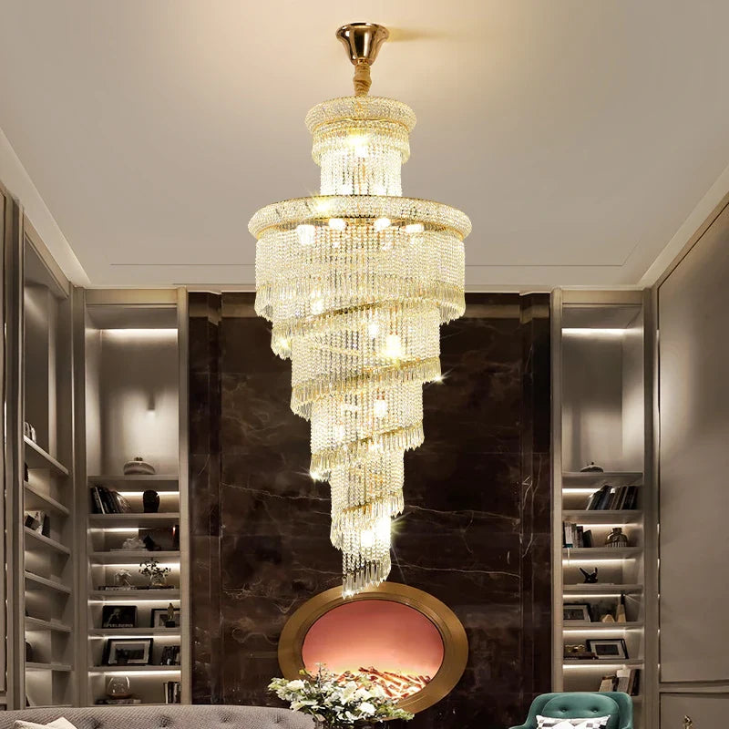 Axyaa Crystal Chandelier with Intelligent Three-Color Light for High-End Sales Office