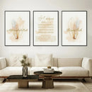Axyaa Boho Beige Islamic Feather Gold Ayat Al Kursi Quran Canvas Painting