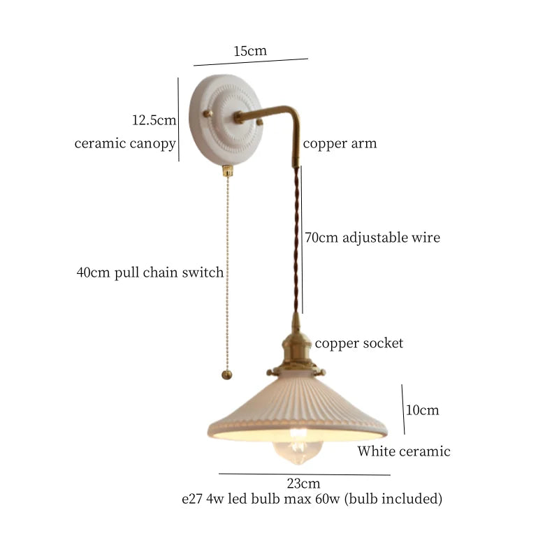 Axyaa Ceramic LED Wall Sconce: Polka Dot Interior Lamp for Bedroom, Bathroom, Loft