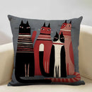 Axyaa Funny Cat Cartoon Pillowcase Linen Cushion Cover for Kids Nursery