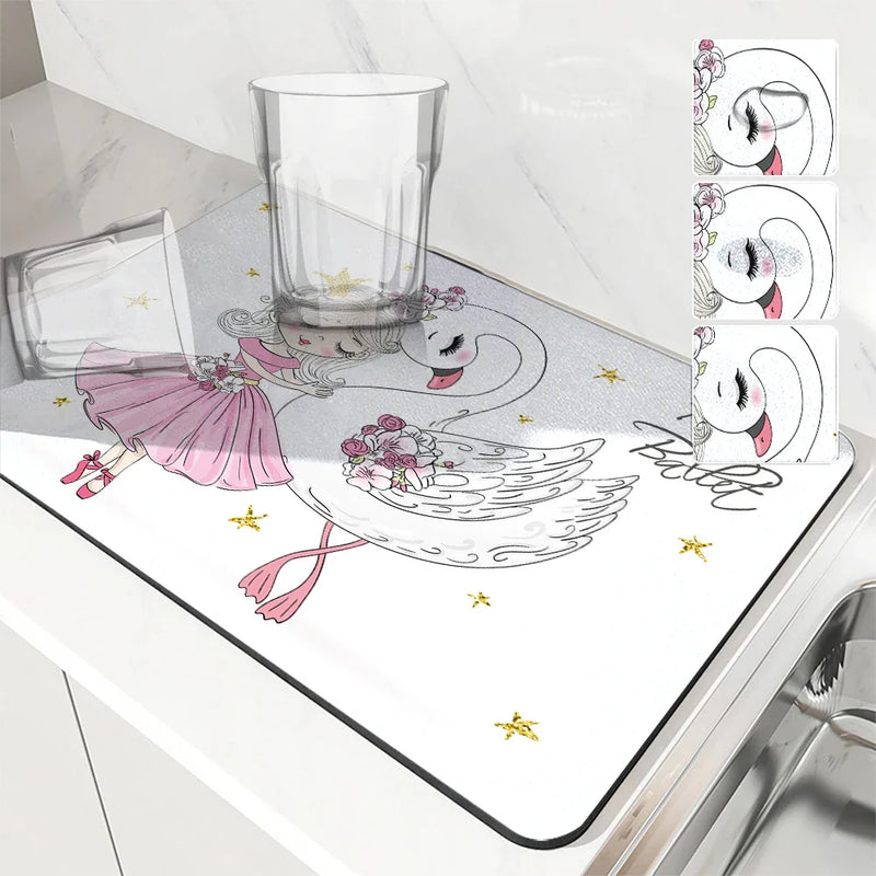 Axyaa Diatom Ballet Kitchen Drain Mats for Tableware and Coffee Machine