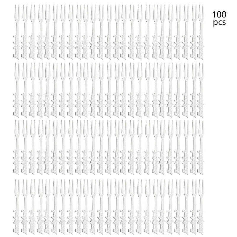 Axyaa 100PCS Plastic Fruit Fork Set for Home, Restaurant, Picnic, Camping - Reusable