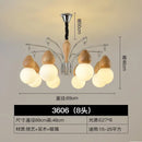 Axyaa Walnut Solid Wood Chandelier: New Chinese Style Lighting for Living, Dining, and Bedroom