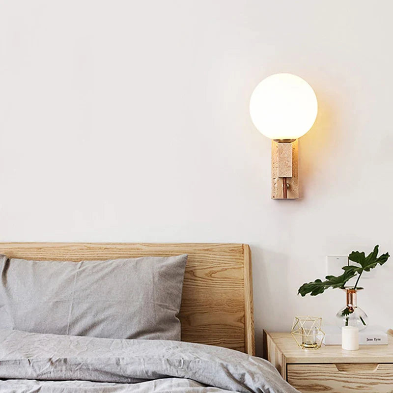 Axyaa Wabi Sabi Yellow Stone LED Wall Sconce: Simple Japanese Style for Home Decoration