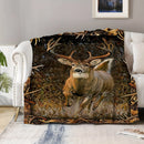 Axyaa Vintage Elk Flannel Throw Blanket - Cozy All-Season Gift for Home & Travel