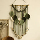 Axyaa Leaf Macrame Wall Hanging Brown Green Home Decor Boho Aesthetic Gift