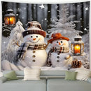 Snowman Car Winter Tapestry for Christmas Day Party Decor by Axyaa