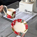 Axyaa Long-handled Iris Coffee Cup and Saucer Set