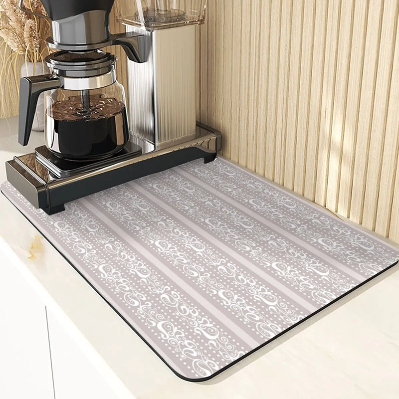 Axyaa Stripe Print Kitchen Drying Mat - Stylish & Absorbent Bar Decoration and Mouse Pad