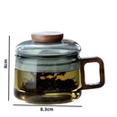 Axyaa Glass Tea Infuser Cup with Wooden Handle and Filter