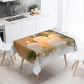 Axyaa Christmas Candle Printed Tablecloth Set
