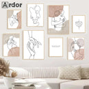 Axyaa Abstract Woman Face Line Couple Canvas Painting Sexy Body Poster Bedroom Decor