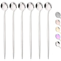 Axyaa Stainless Steel Rose Gold Long Handle Ice Tea Coffee Stir Spoon Set