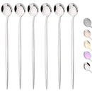 Axyaa Stainless Steel Rose Gold Long Handle Ice Tea Coffee Stir Spoon Set