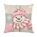 Axyaa Christmas Pillow Cover: Santa Snowman Tree Print for Sofa Decor