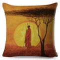 Axyaa Abstract African Woman Decorative Cotton Linen Cushion Cover