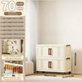 Axyaa Foldable Double-Door Storage Box with Rolling Wheels, Organize Clothes/Toys in Bedroom/Kitchen