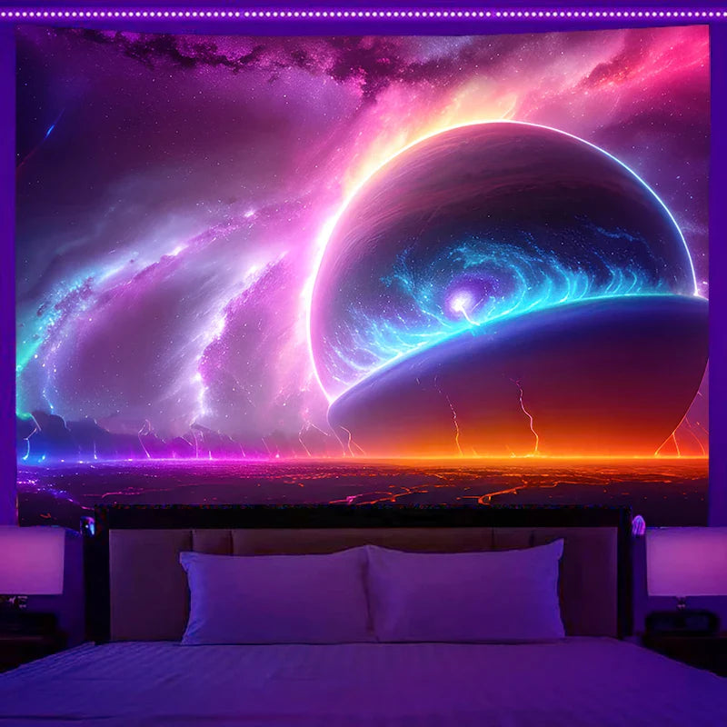 Axyaa Starry Sky Planet City Tapestry Room Decoration